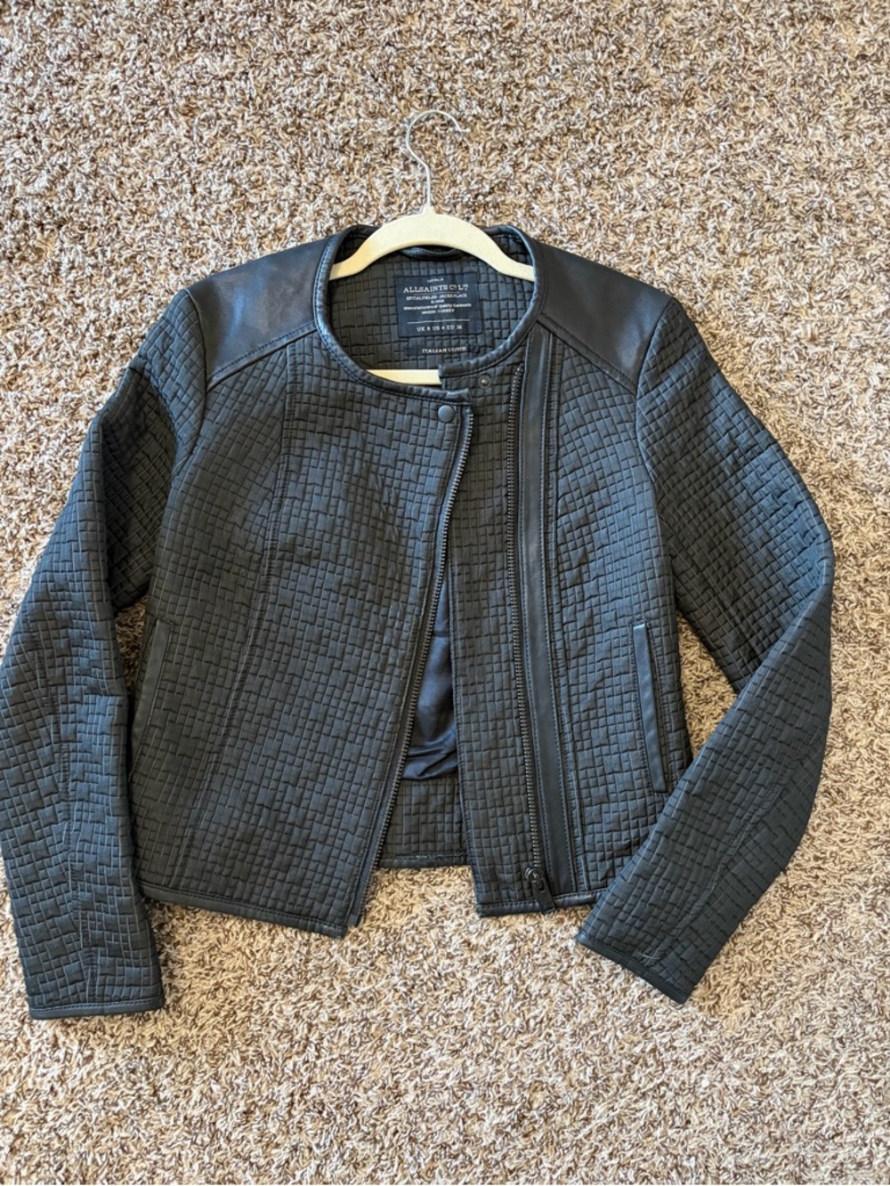 [Sold] ALLSAINTS Co. Spitalfields Black Quilted Francis Moto Jacket